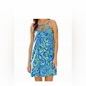 Lilly Pulitzer Reecy Dress Canopy Green I’m No Angel Women’s size Small NWT Gold